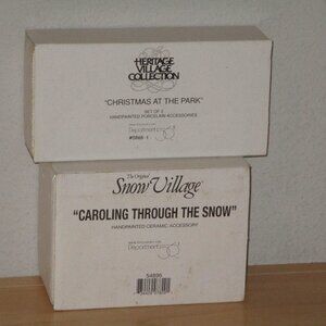 Department 56 Sets Village Caroling Through the Snow Christmas At Park Lot of 2